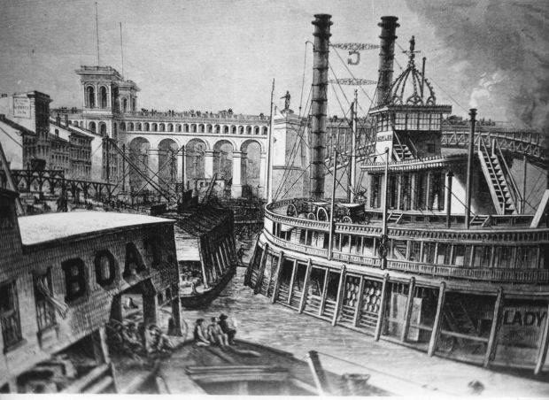 Riverfront shortly after Eads Bridge opened in 1874